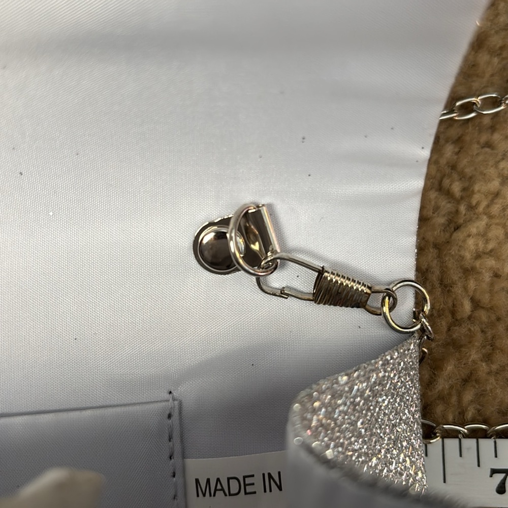 NWT Silver Sparkly Clutch w/ Silver Chain Strap - Picture 9 of 13